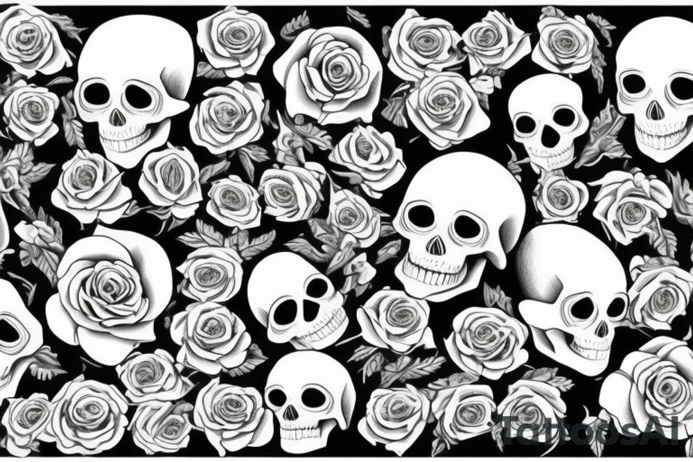 Skull with roses tattoo idea
