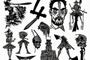Picture line drawing Don Quixote Mill tattoo idea