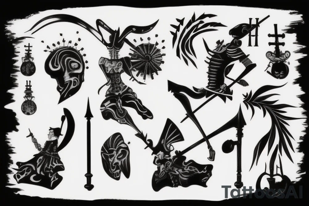 Picture line drawing Don Quixote Mill tattoo idea