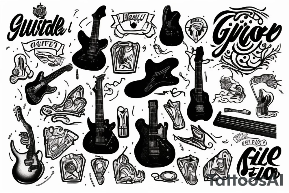 Guitar, fire tattoo idea