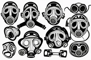 a gas mask in front of a burning building tattoo idea