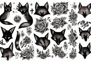 fox sitting closing eyes tattoo idea