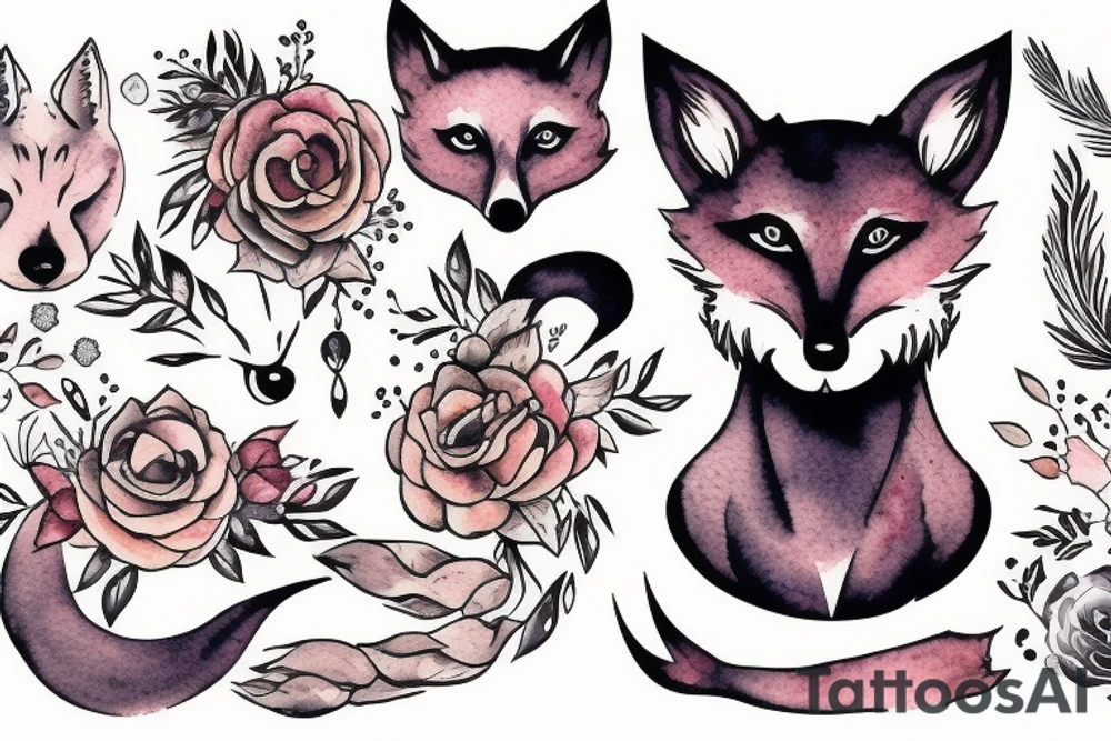 fox sitting closing eyes tattoo idea