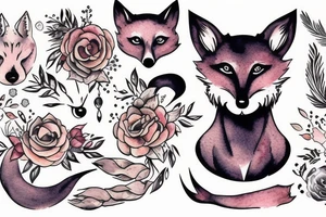 fox sitting closing eyes tattoo idea