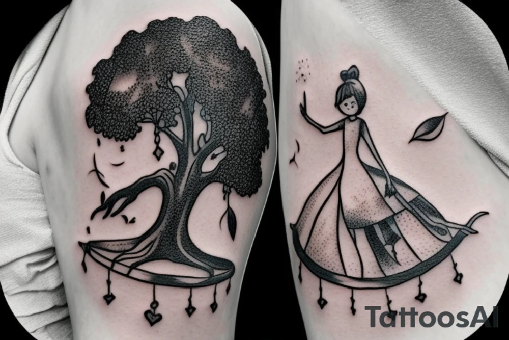 Tree with girl on a swing tattoo idea