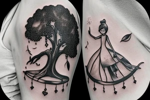 Tree with girl on a swing tattoo idea