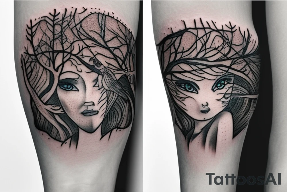 Tree with girl on a swing tattoo idea