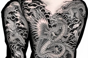 Fireburn dragon long sleeve tattoo idea