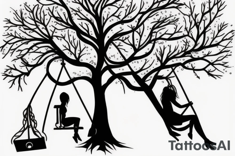 Tree with girl on a swing tattoo idea
