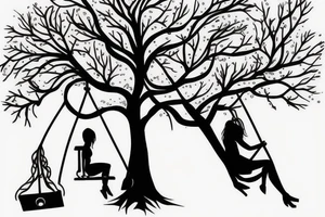 Tree with girl on a swing tattoo idea