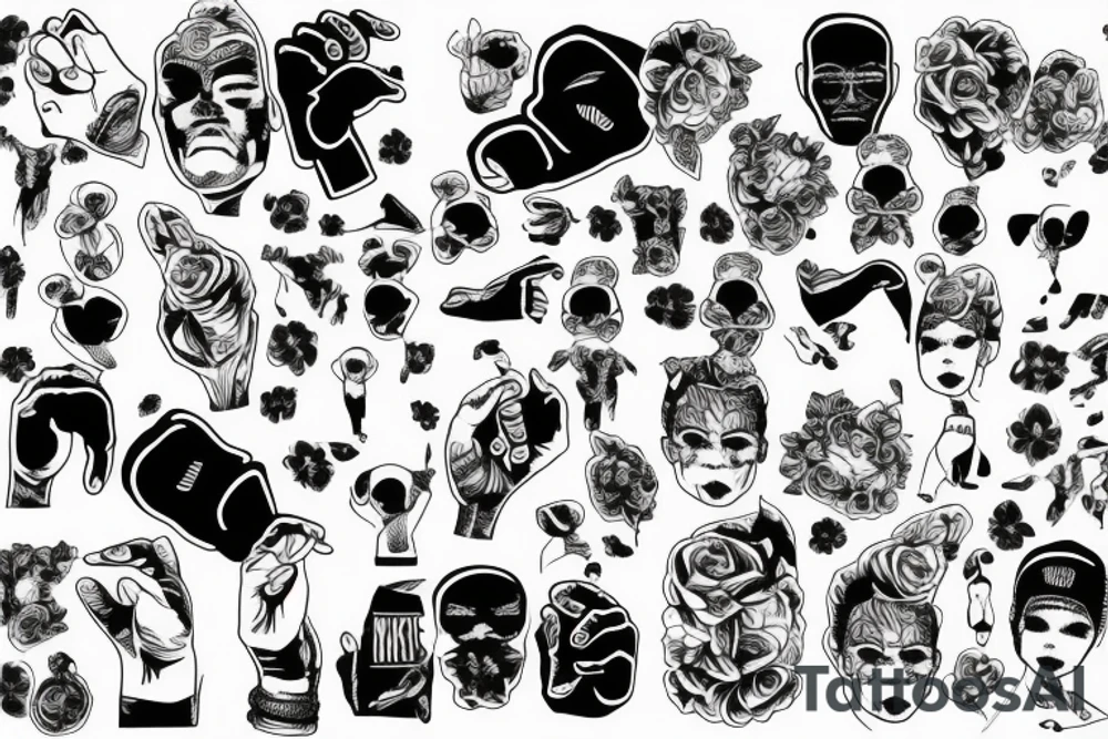 Full hand, boxer, girls, strong, slim tattoo idea