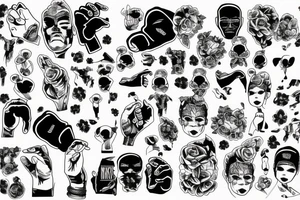 Full hand, boxer, girls, strong, slim tattoo idea