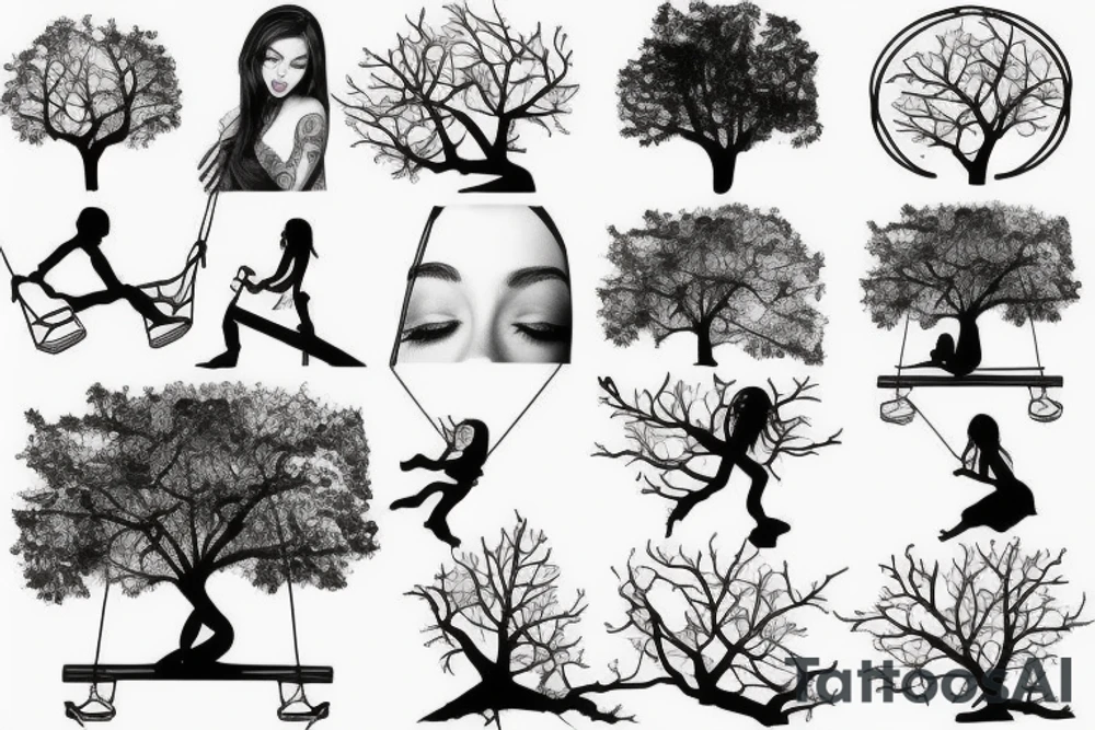 Tree with girl on a swing tattoo idea