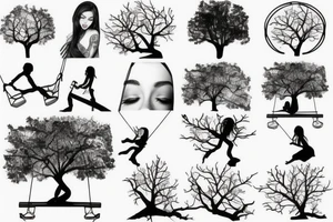 Tree with girl on a swing tattoo idea