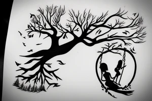 Tree with girl on a swing tattoo idea