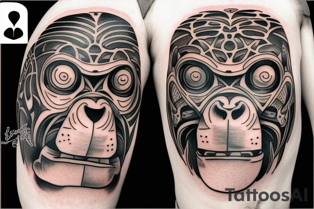 Gorilla's head tattoo idea