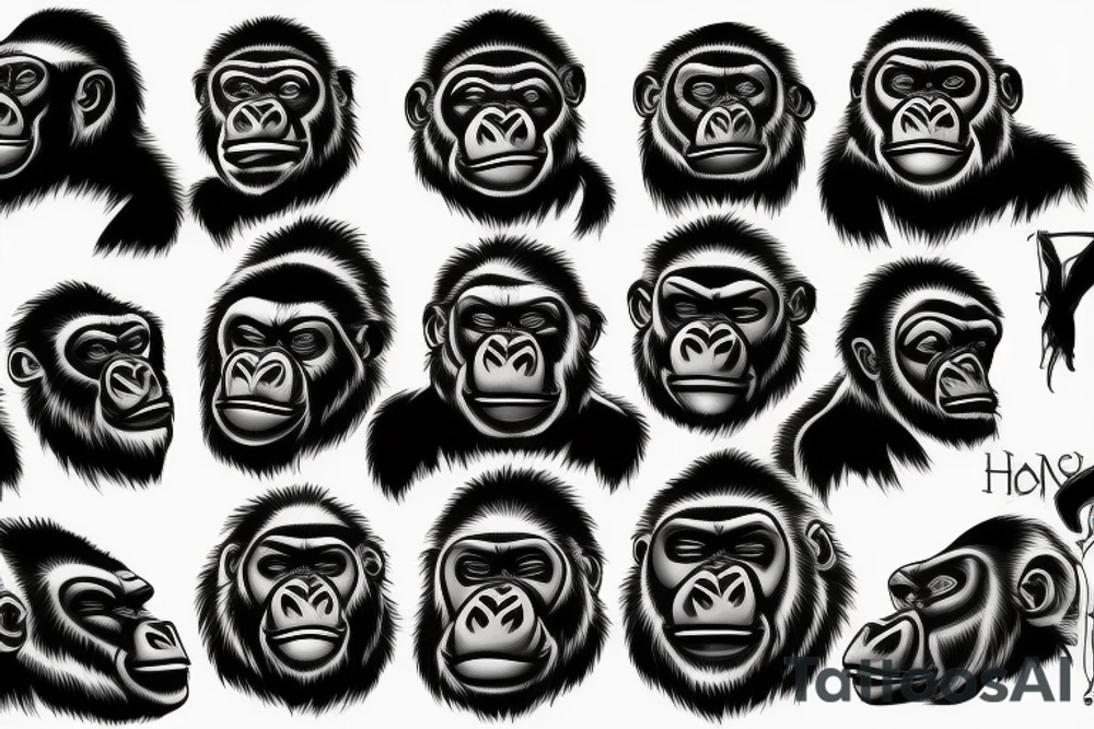 Gorilla's head tattoo idea