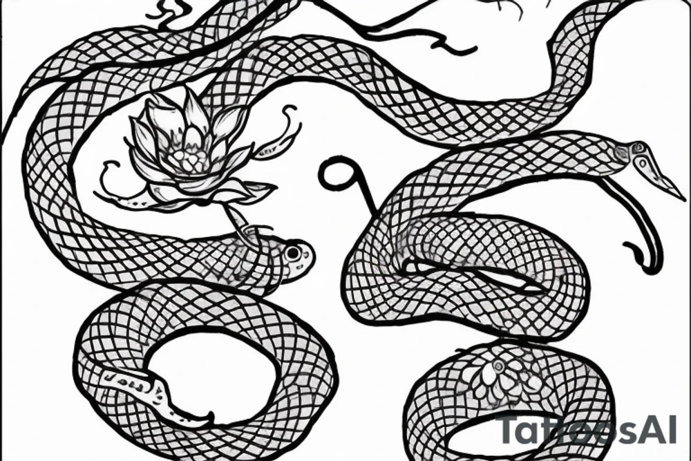 snake with a flower tattoo idea