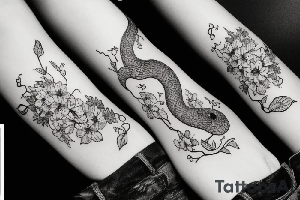 snake with a flower tattoo idea