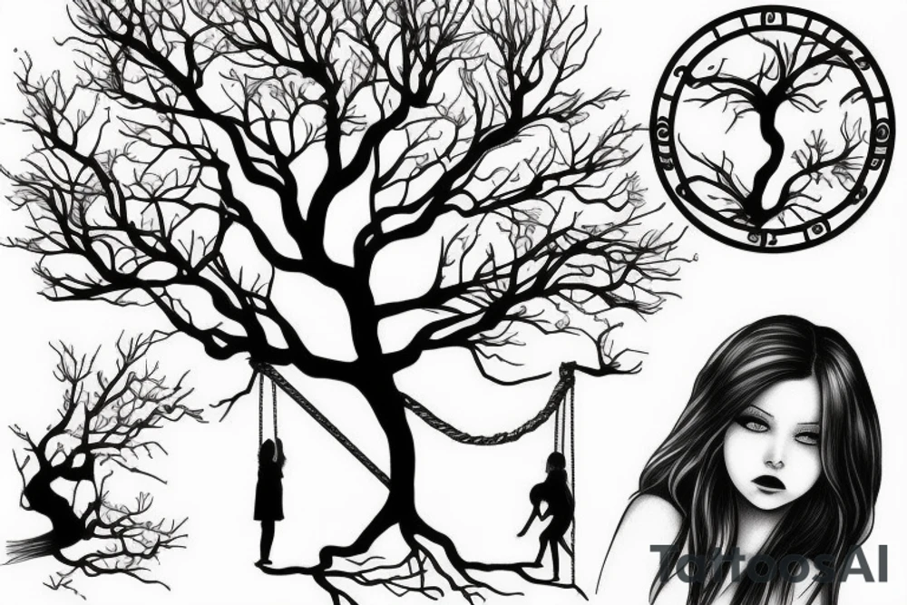 Tree with girl on a swing tattoo idea