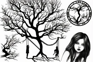 Tree with girl on a swing tattoo idea