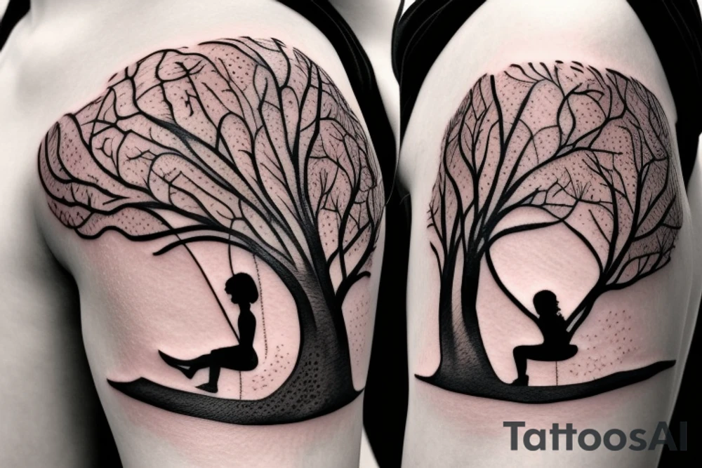 Tree with girl on a swing tattoo idea