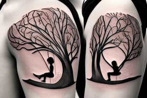 Tree with girl on a swing tattoo idea