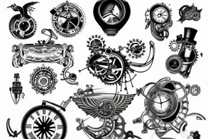 Minimalistic steampunk or hi-tech tatto on the back tattoo idea