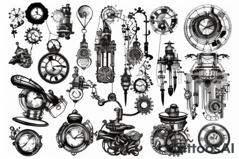 Minimalistic steampunk or hi-tech tatto on the back tattoo idea