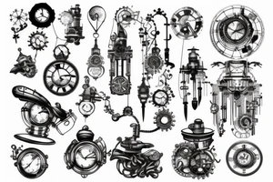 Minimalistic steampunk or hi-tech tatto on the back tattoo idea