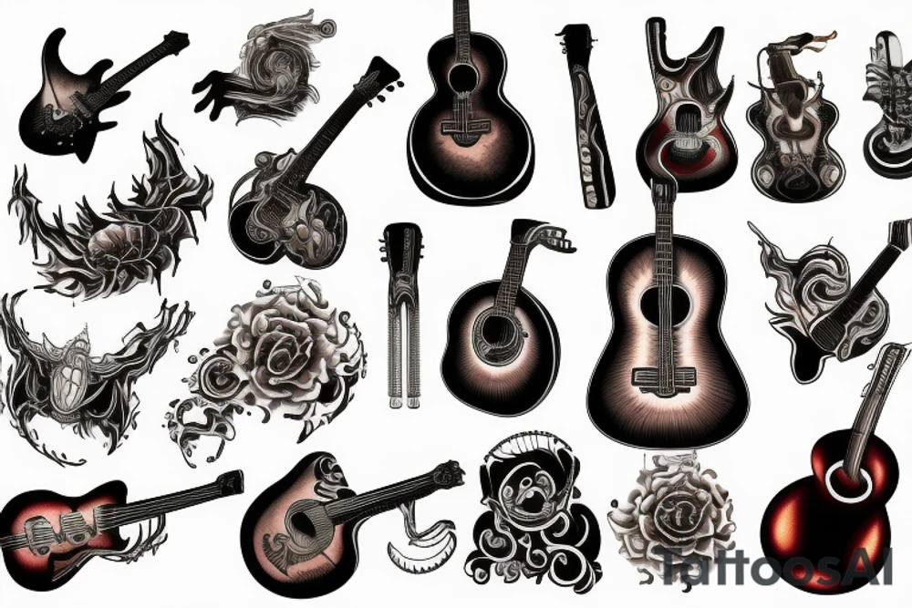 Guitar and fire tattoo idea