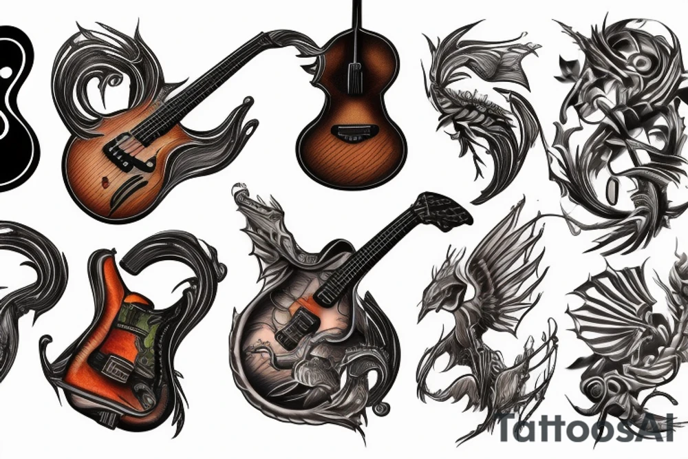 Guitar grif and fire tattoo idea