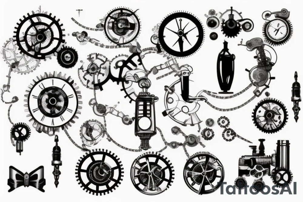 Minimalistic steampunk or hi-tech tattoo on the back tattoo idea Minimalistic steampunk or hi-tech tattoo on the back tattoo idea