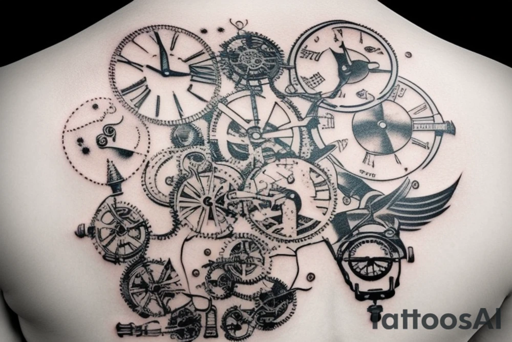 Minimalistic steampunk or hi-tech tattoo on the back tattoo idea Minimalistic steampunk or hi-tech tattoo on the back tattoo idea