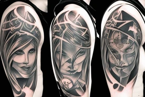 A mirror displaying both sides of a person, the good and the evil tattoo idea