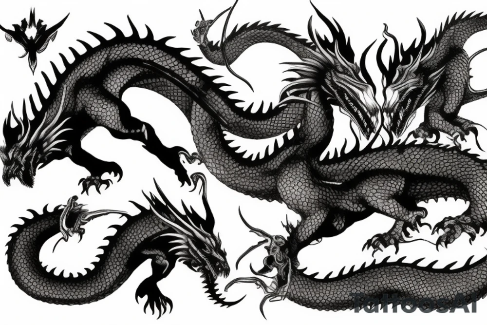 Dovahkiin fighting the dragon tattoo idea