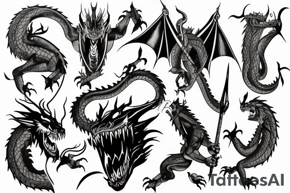 Dovahkiin fighting the dragon tattoo idea
