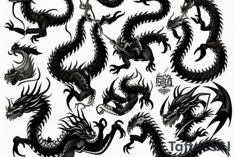 Dovahkiin fighting the dragon tattoo idea