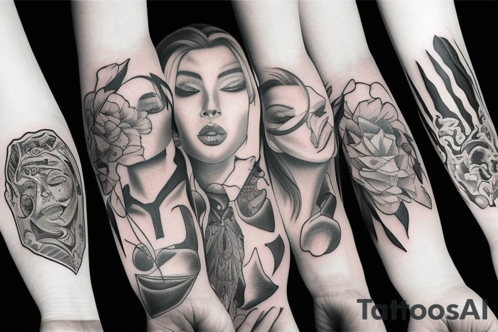 A person which shows its personalities, the good one and the evil one tattoo idea