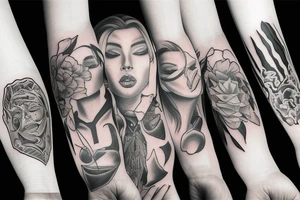 A person which shows its personalities, the good one and the evil one tattoo idea