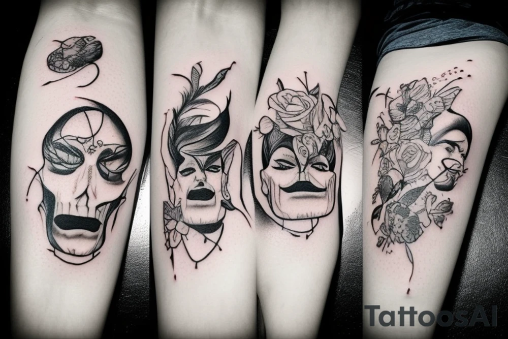 A person which shows its personalities, the good one and the evil one tattoo idea