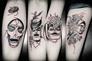 A person which shows its personalities, the good one and the evil one tattoo idea