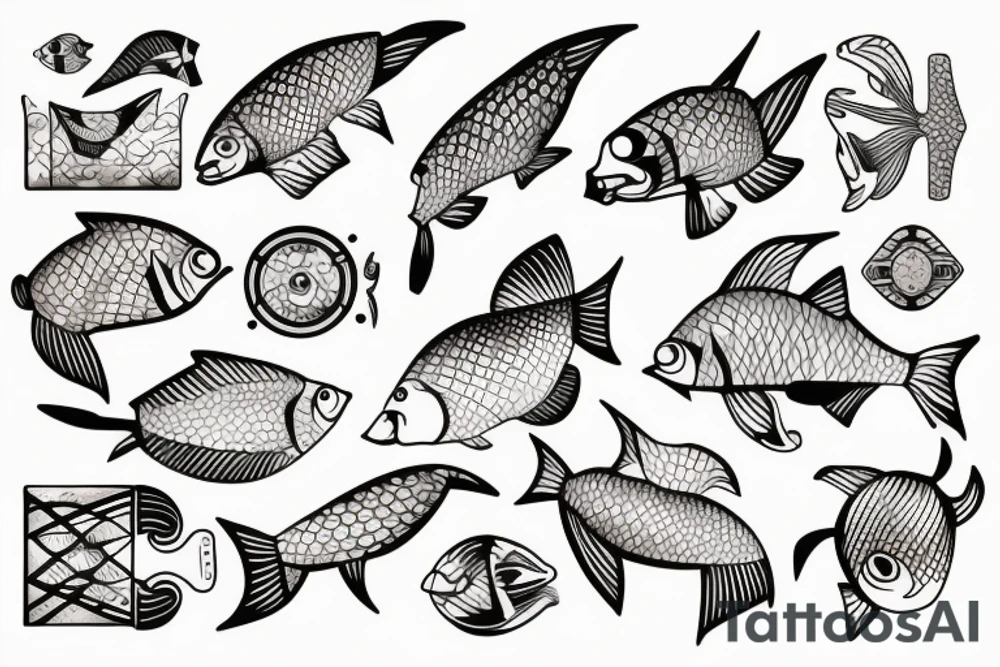 a fish on a scateboard tattoo idea