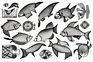 a fish on a scateboard tattoo idea