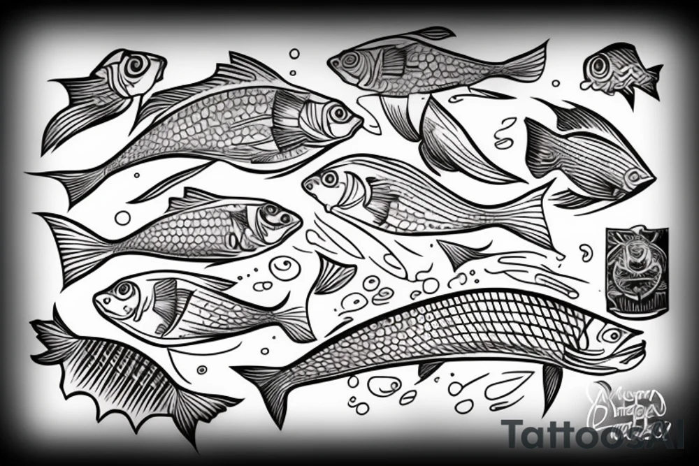 a fish on a skateboard tattoo idea