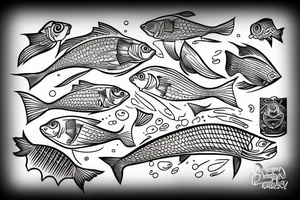 a fish on a skateboard tattoo idea