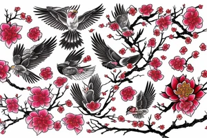 Sakura, falcon, winter tattoo idea