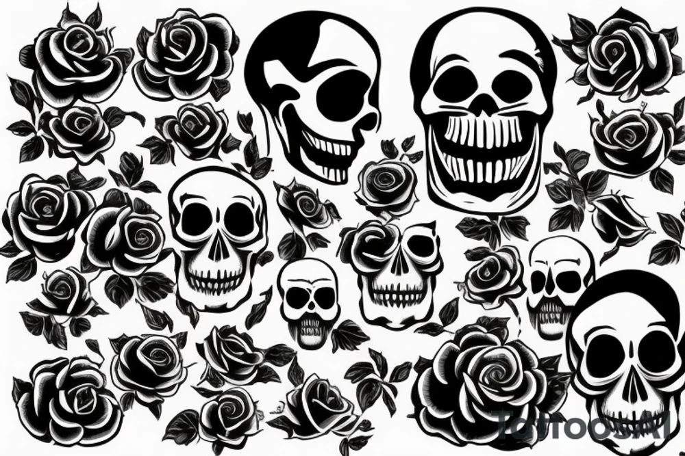 Skull with a rose tattoo idea