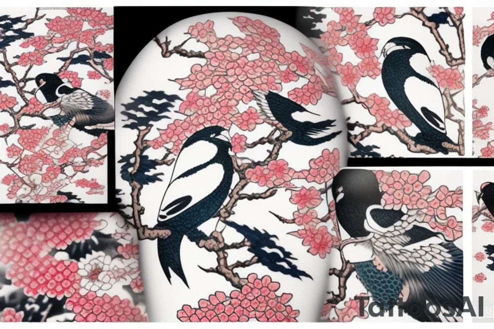 Sakura, falcon, winter tattoo idea