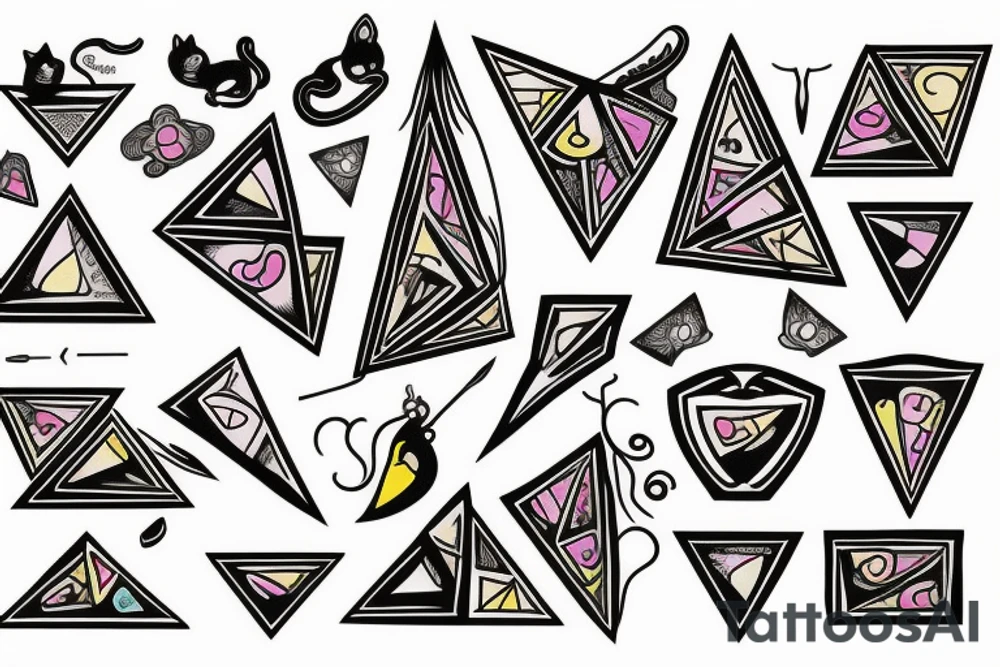 Cat in triangle tattoo idea